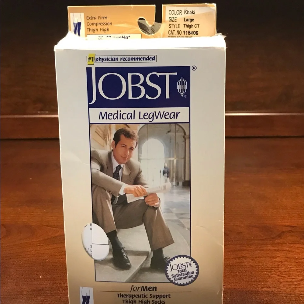 Jobst Medical Legwear for 30-40 mmHG Men Thigh High Khaki Size Large Vintage